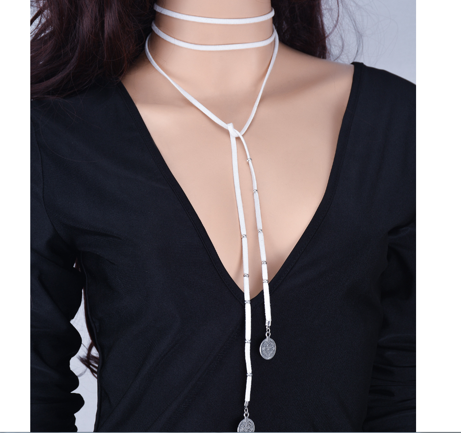 Personality Street Variety With Woolen Yarn Coin Tassel Necklace