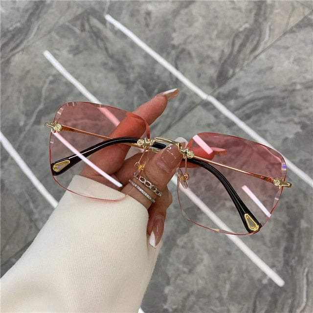 Womens Vintage Clip Frameless UV Sunglasses