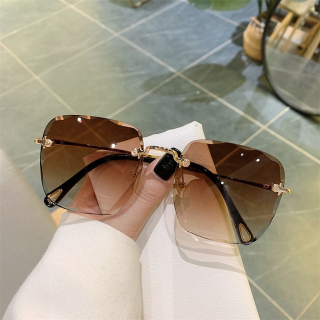 Womens Vintage Clip Frameless UV Sunglasses