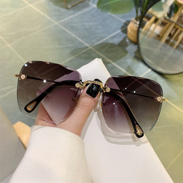 Womens Vintage Clip Frameless UV Sunglasses