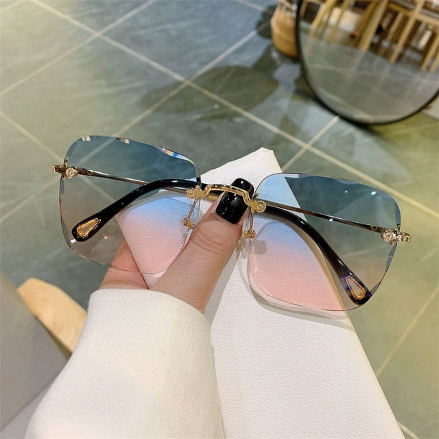 Womens Vintage Clip Frameless UV Sunglasses