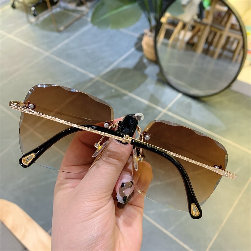 Womens Vintage Clip Frameless UV Sunglasses